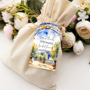 Étiquettes-cadeau Italien Bleu carreaux arc citrons nuptiale douche