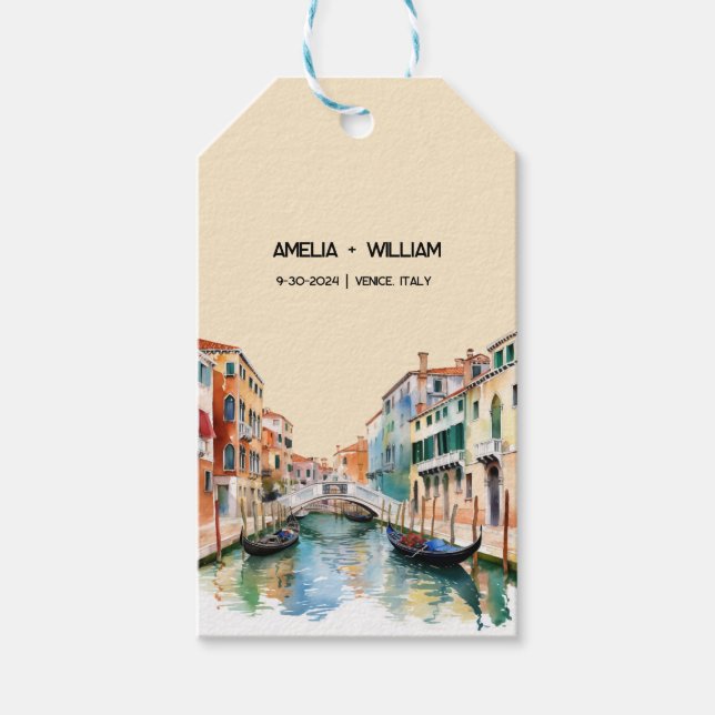 Étiquettes-cadeau Italy Watercolor Romantic Destination Wedding (Devant)
