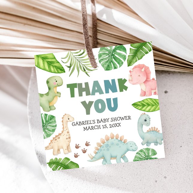 Étiquettes Cadeau It's a Boy Dinosaur Baby Shower  (Dinosaur Baby Shower Favor Tags)