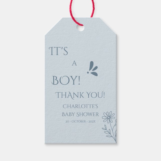 Étiquettes-cadeau It's A Boy! Minimalism Pastel Blue Baby Shower (Devant)