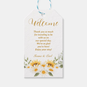 Étiquettes-cadeau IVANA Elegant Mariage Fleur Jaune & Blanc