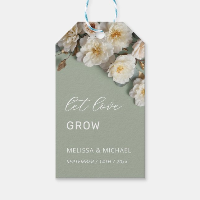 Étiquettes-cadeau Ivory 3D Roses Mariage Bienvenue (Devant)