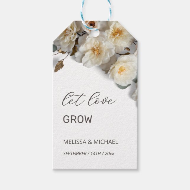 Étiquettes-cadeau Ivory 3D Roses Wedding Thank You (Devant)