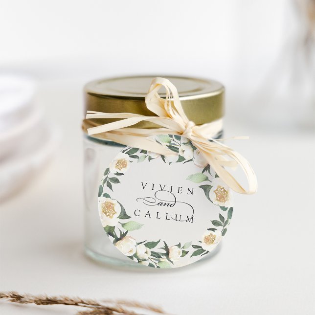 Étiquettes Cadeau Ivory Bloom | Mariage fleuri personnalisé (Créateur téléchargé)