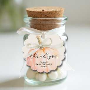 Étiquettes Cadeau Ivory Bow Petit Baby shower Citrouille