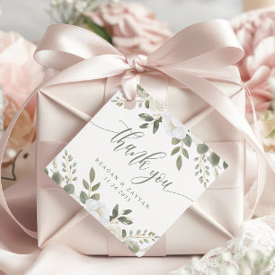 Étiquettes Cadeau Ivory Et Sage Chic Mariage Floral Merci