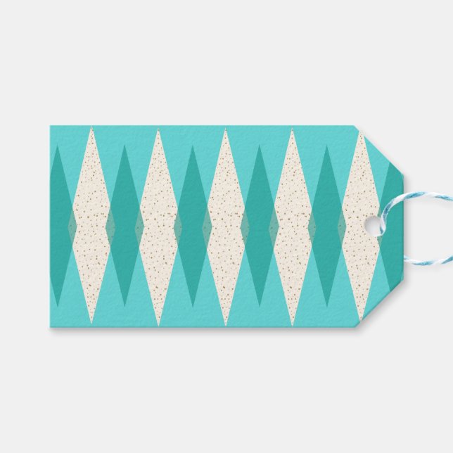 Étiquettes-cadeau Jacquard moderne du milieu du siècle Tags cadeaux (Devant (Horizontal))