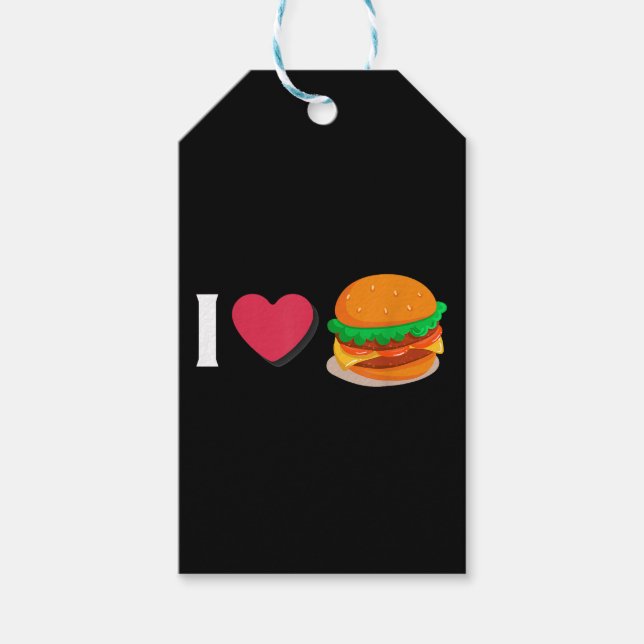 Étiquettes-cadeau J'adore Burger Cheeseburger Manger Mal  (Devant)