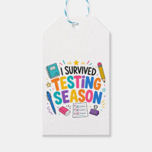 Étiquettes-cadeau J'ai survécu à la saison des tests Humour scolaire