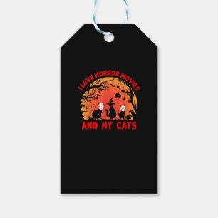 Étiquettes-cadeau J'Aime Les Films D'Horreur Et Mes Chats Kitten Fil