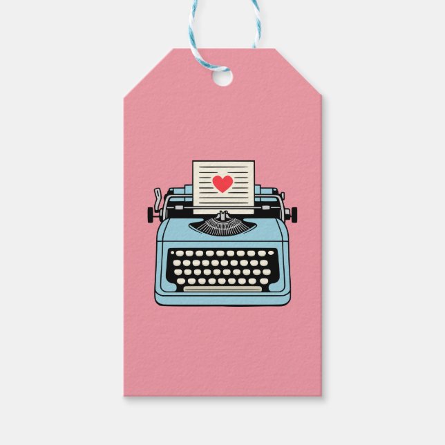 Étiquettes-cadeau J'aime ma machine à écrire (Devant)