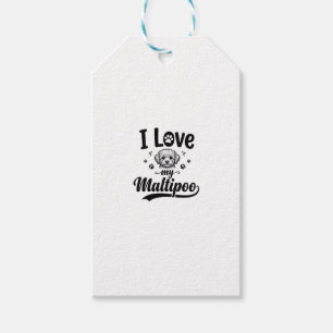 Étiquettes-cadeau J'aime mon design de chien gravure vintage Maltipo