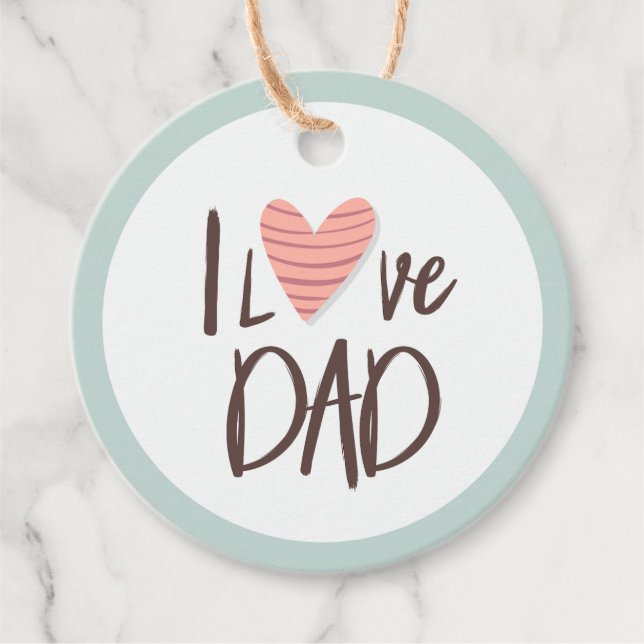 Étiquettes Cadeau J'aime papa - fête des pères - coeur (Devant)