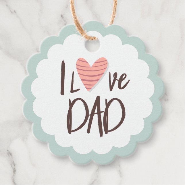 Étiquettes Cadeau J'aime papa - fête des pères - coeur (Devant)