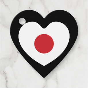 Étiquettes Cadeau Japon Coeur du drapeau japonais