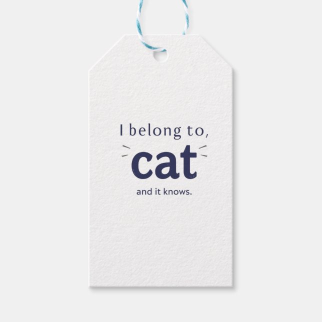 Étiquettes-cadeau J'appartiens à mon chat (Devant)