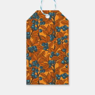 Étiquettes-cadeau Jardin aux bleuets, bleu et orange