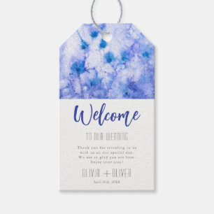 Étiquettes-cadeau Jardin Bleu d'Hiver Mariage Bienvenue