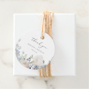 Étiquettes Cadeau Jardin bleu Dusty Merci Mariage Floral