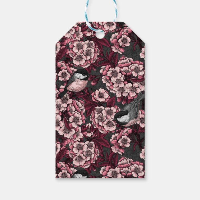 Étiquettes-cadeau Jardin de cerisier nocturne (Devant)