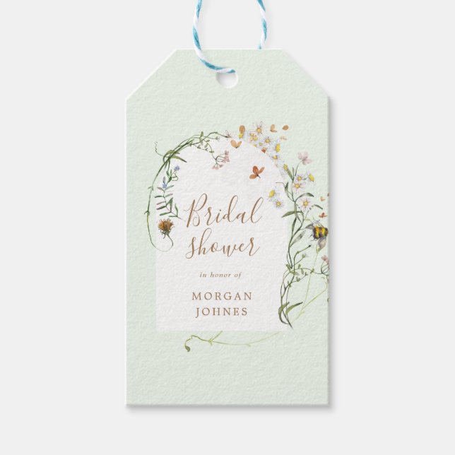 Étiquettes-cadeau jardin de fleurs sauvages pour la fête prénuptiale (Devant)