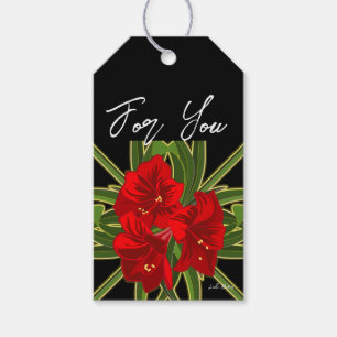 Étiquettes-cadeau Jardin de Noël Amaryllis Vibrant