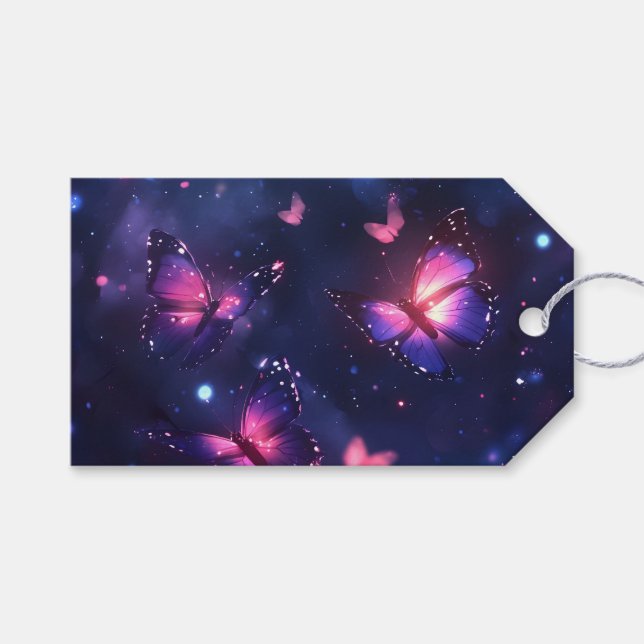 Étiquettes-cadeau Jardin de papillons de nuit céleste (Devant (Horizontal))