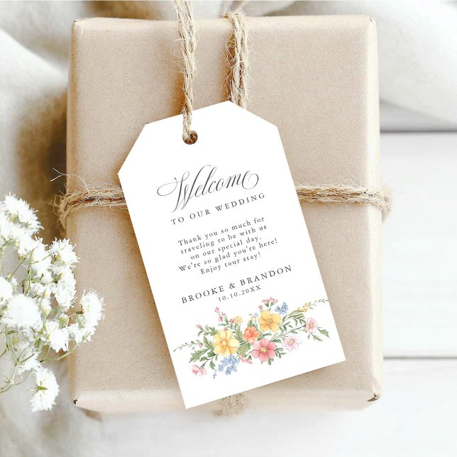 Étiquettes-cadeau Jardin de printemps orné de fleurs au pastel doux  (Soft Pastel Ornate Spring Garden Floral Wedding Welcome favor / Gift Tags)