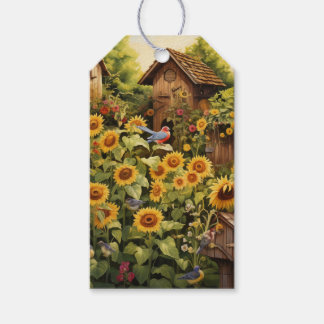 Étiquettes-cadeau Jardin de tournesol 12 Maisons d'oiseaux Oiseaux b