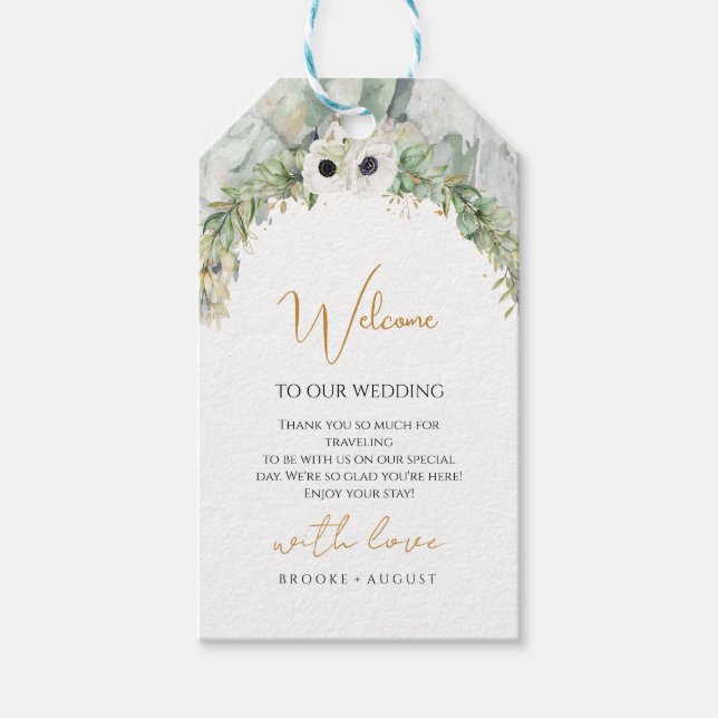 Étiquettes-cadeau Jardin d'été en or Bohême Lush Green Arch (Devant)