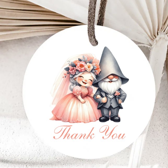 Étiquettes Cadeau Jardin d'été Gnome Migné Orange Merci Mariage (Créateur téléchargé)