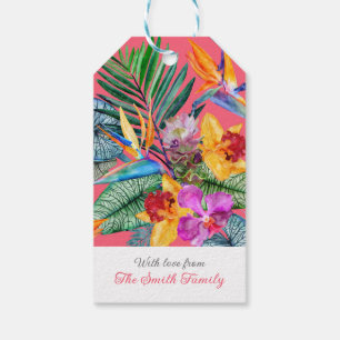 Étiquettes-cadeau Jardin d'orchidées personnalisé d'oiseau de paradi