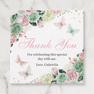 Étiquettes Cadeau Jardin enchanté rose et vert