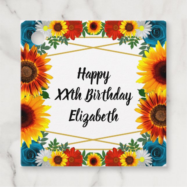 Étiquettes Cadeau Jardin été Floral géométrique (Devant)