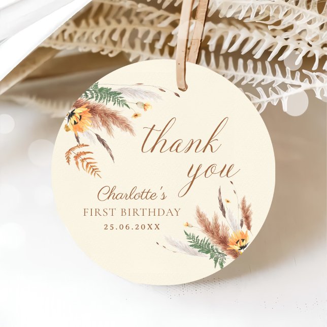 Étiquettes Cadeau Jardin Fleur sauvage Floral 1er anniversaire (Créateur téléchargé)