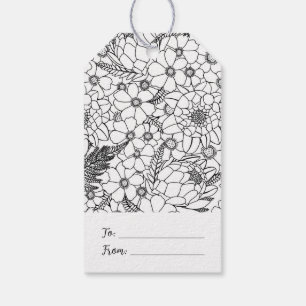 Étiquettes-cadeau Jardin Fleur sauvage Protea Noir Et Blanc