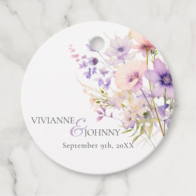 Étiquettes Cadeau Jardin Fleurs sauvages violet lavande violet Maria (Devant)