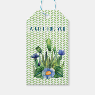 Étiquettes-cadeau Jardin Floral Bleu Et Vert