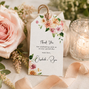 Étiquettes-cadeau Jardin Floral Prairie Remerciement de Mariage d'
