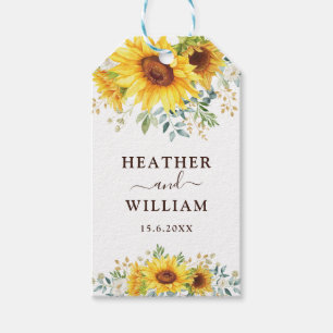 Étiquettes-cadeau Jardin moderne Tournesol Aquarelle Mariage de feui