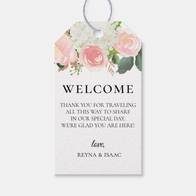 Étiquettes-cadeau Jardin rose vif Mariage de bienvenue (Devant)
