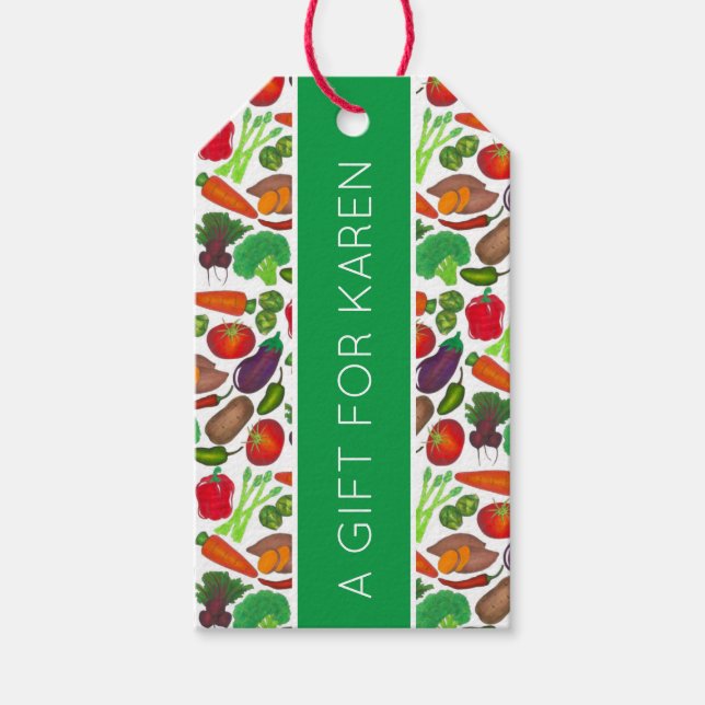 Étiquettes-cadeau Jardin végétal Produire Légumes de marché écologiq (Devant)