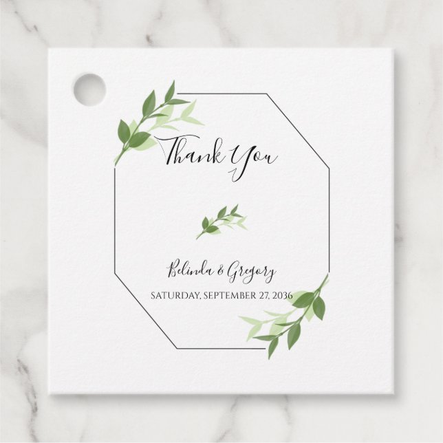 Étiquettes Cadeau Jardin verdoyant Feuilles Cadre Mariage Cadeau (Devant)