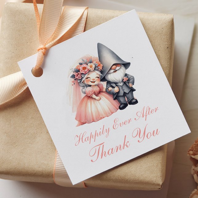 Étiquettes Cadeau Jardin Whimsical Gnome Orange Mariage Merci (Créateur téléchargé)