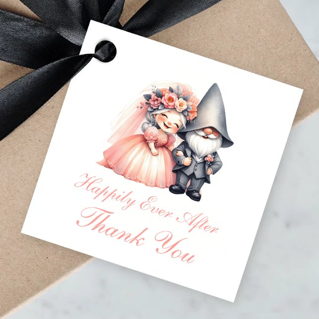 Étiquettes Cadeau Jardin Whimsical Gnome Orange Mariage Merci (Créateur téléchargé)