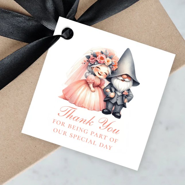 Étiquettes Cadeau Jardin Whimsical Gnome Orange Mariage Merci (Créateur téléchargé)