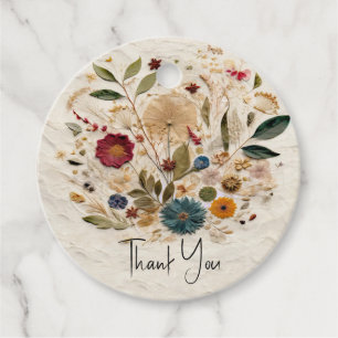 Étiquettes Cadeau Jardin Whimsical Pressé Fleurs Mariage bohème
