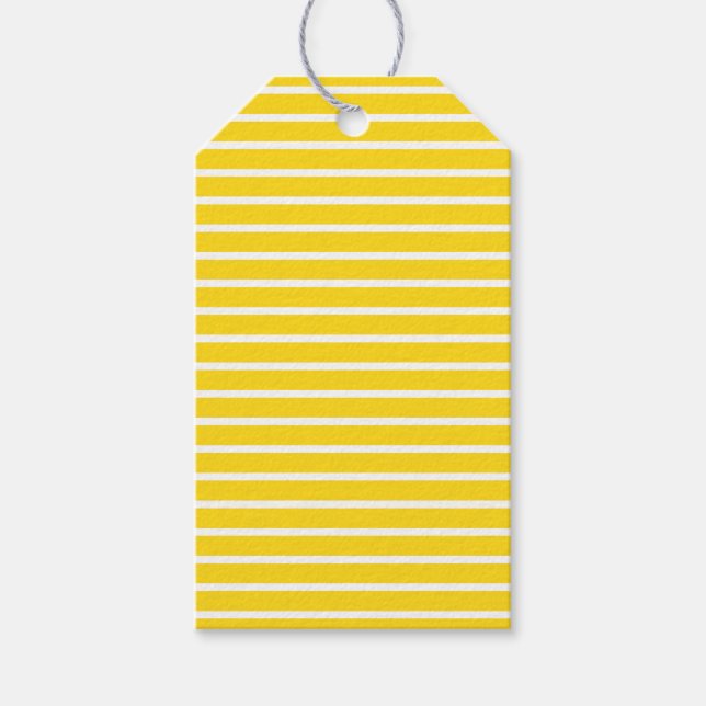 Étiquettes-cadeau Jaune aux rayures blanches (Devant)