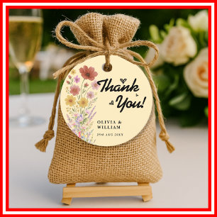 Étiquettes Cadeau Jaune Beurre Fleur Sauvage Mariage Remerciement