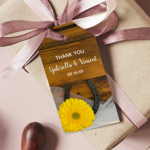 Étiquettes-cadeau Jaune Daisy Horseshoe Western Wedding Favor Tags